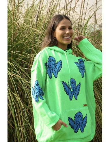 SWEATER POLERÓN METATRÓN Verde Neón Ángel Azul Francia