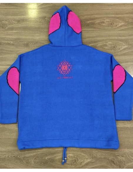 SWEATER POLERÓN SRI YANTRA Azul Francia Corazones Fucsia