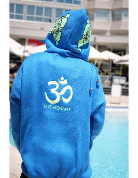 SWEATER POLERÓN OM AZUL FRANCIA BUDA VERDE NEÓN