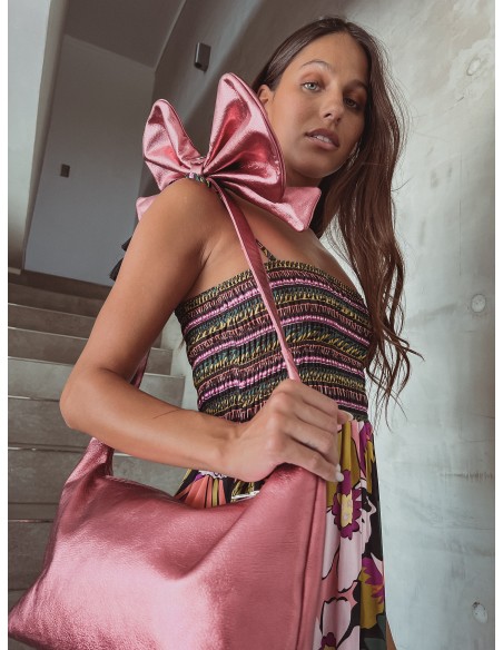 CARTERA LA TABLA ESMERALDA FUCSIA METALIZADA