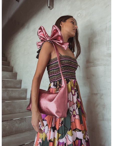 CARTERA LA TABLA ESMERALDA FUCSIA METALIZADA