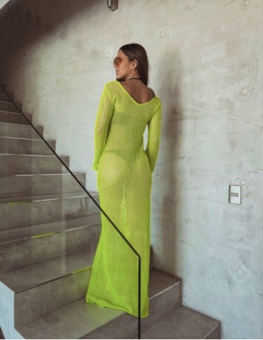 VESTIDO ALELUYA VERDE c/ AMARILLO NEÓN LUZ VIBRANT