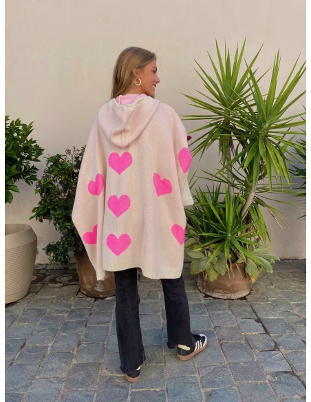 PONCHO LARGO LUZ VIBRANT ARCÁNGEL ZADQUIEL BEIGE Y ROSA