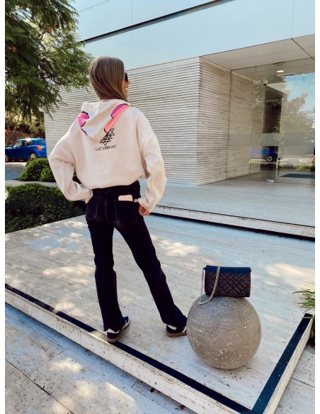 SWEATER POLERÓN SRI YANTRA Beige Corazones Rosa