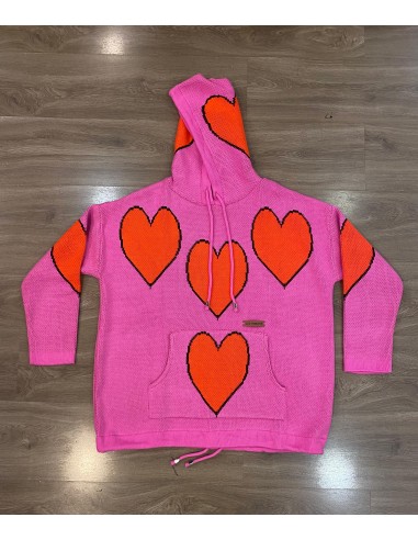 KIDS - SWEATER POLERÓN LUZ VIBRANT SRI YANTRA ROSA CORAZONES NARANJO NEÓN