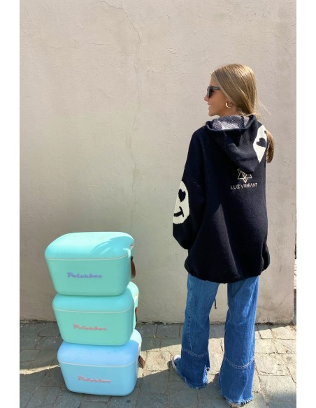 SWEATER POLERON LUZ VIBRANT SMILEY NEGRO CARITAS BEIGE