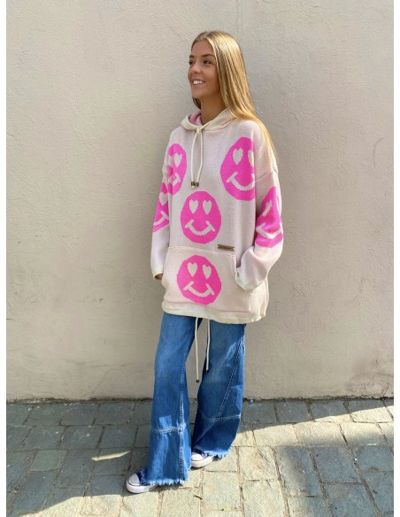 SWEATER POLERON LUZ VIBRANT SMILEY BEIGE CARITAS ROSA