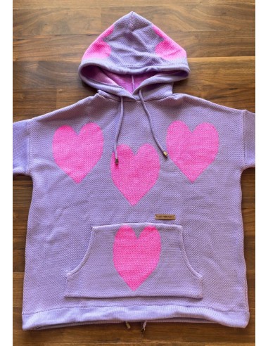 SWEATER POLERÓN SRI YANTRA Lila Corazones Rosa