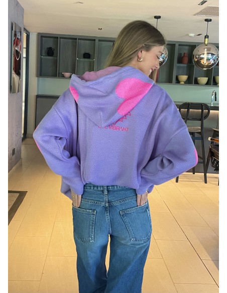 SWEATER POLERÓN SRI YANTRA Lila Corazones Rosa